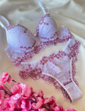 Conjunto M Milena branco com pink de renda