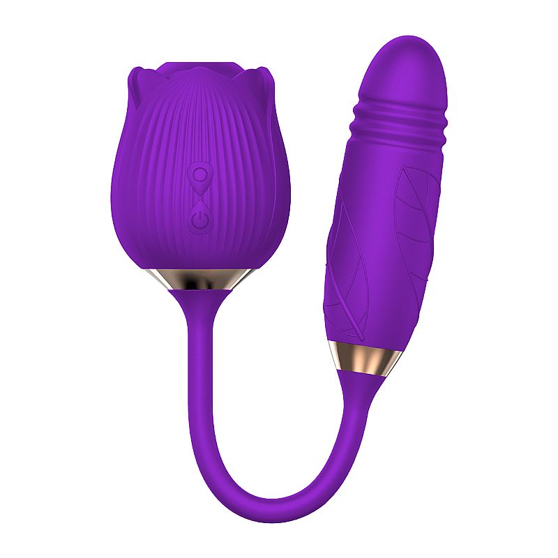 Vibrador de Ponto G e Clitoris com Vai e vem - Formato de Rosa - Hortensia