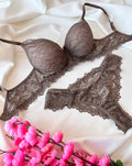 Conjunto M Milena chocolate de renda