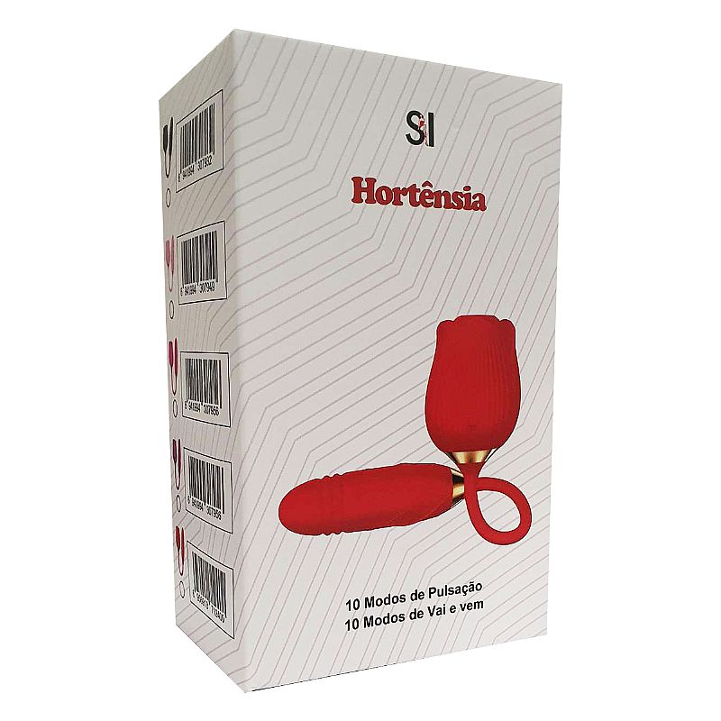 Vibrador de Ponto G e Clitoris com Vai e vem - Formato de Rosa - Hortensia