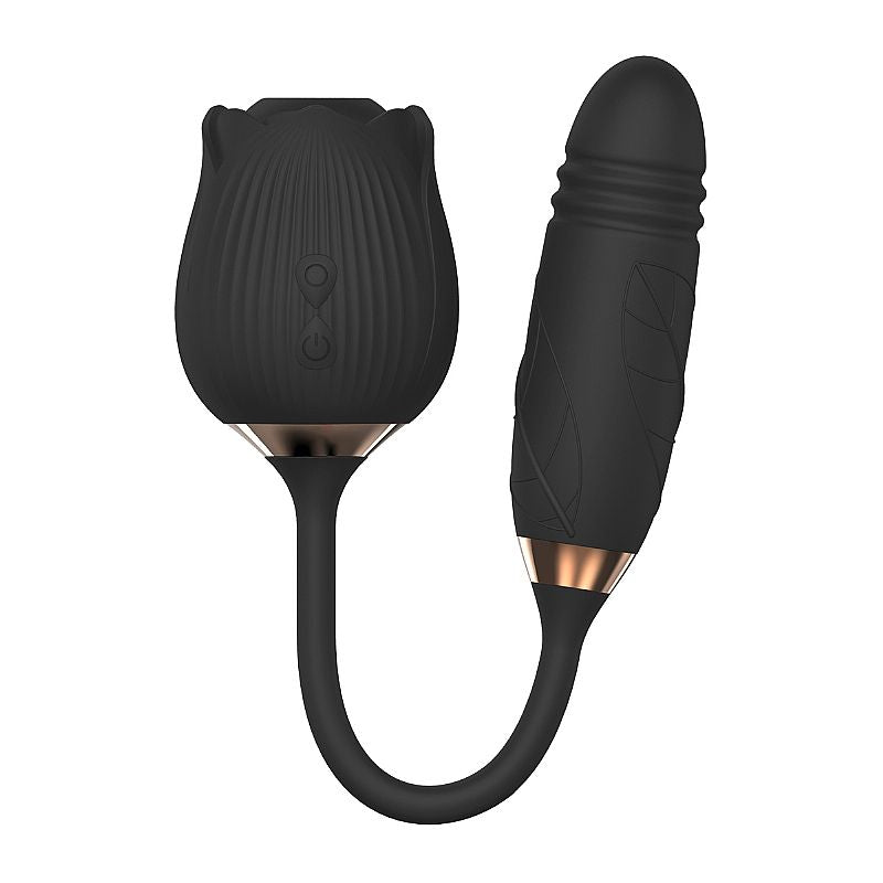 Vibrador de Ponto G e Clitoris com Vai e vem - Formato de Rosa - Hortensia