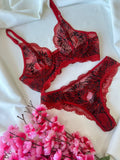 Conjunto M Vermelho com preto Milena sem bojo de renda