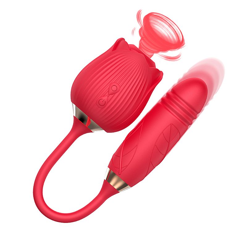 Vibrador de Ponto G e Clitoris com Vai e vem - Formato de Rosa - Hortensia