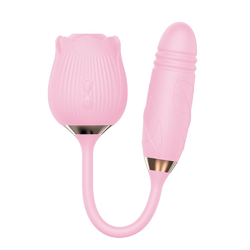 Vibrador de Ponto G e Clitoris com Vai e vem - Formato de Rosa - Hortensia