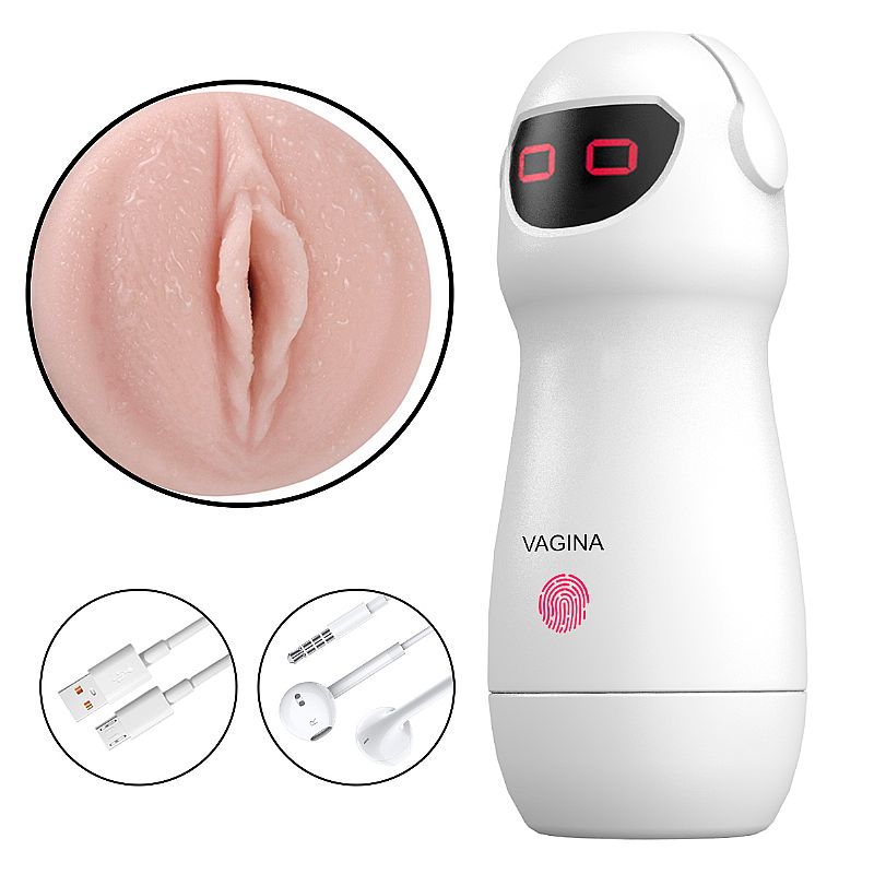 Masturbador Formato de Lanterna com Vagina / Vibracao e Voz - S Robot
