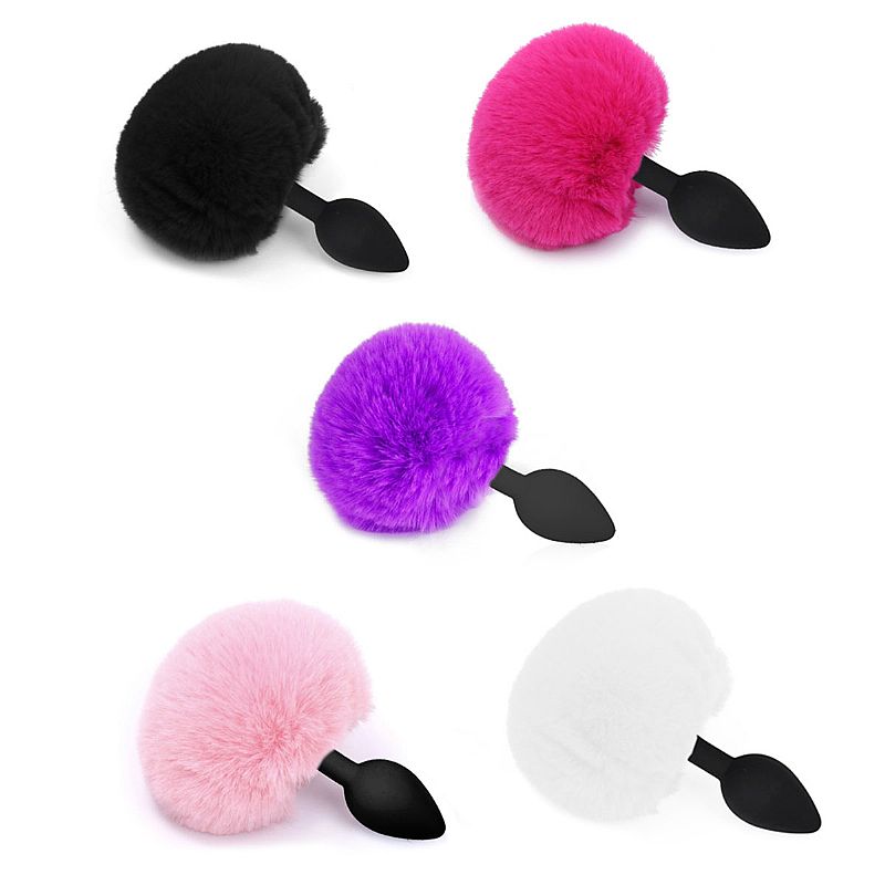 Plug Anal em Silicone - Pompom de Coelho - Tamanho - G
