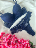 Conjunto P Milena azul marinho de renda