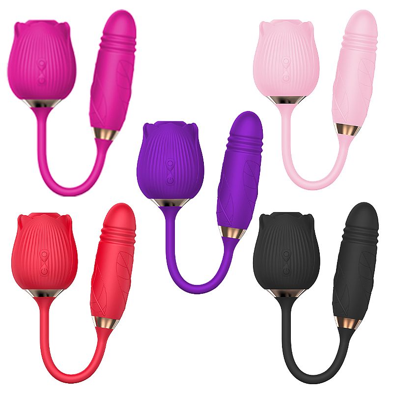 Vibrador de Ponto G e Clitoris com Vai e vem - Formato de Rosa - Hortensia