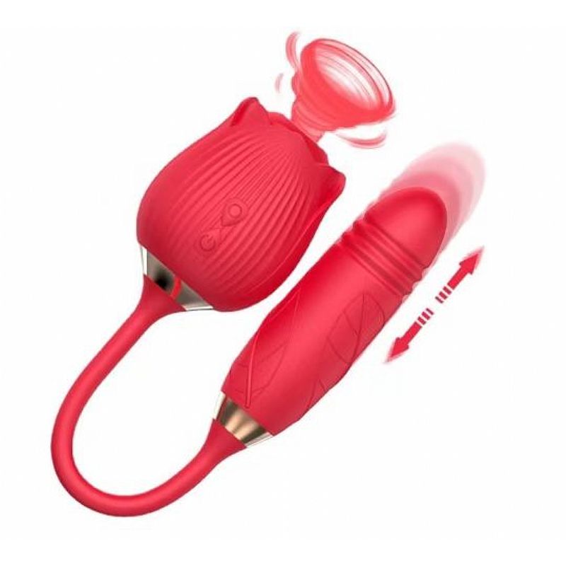 Vibrador de Ponto G e Clitoris com Vai e vem - Formato de Rosa - Hortensia