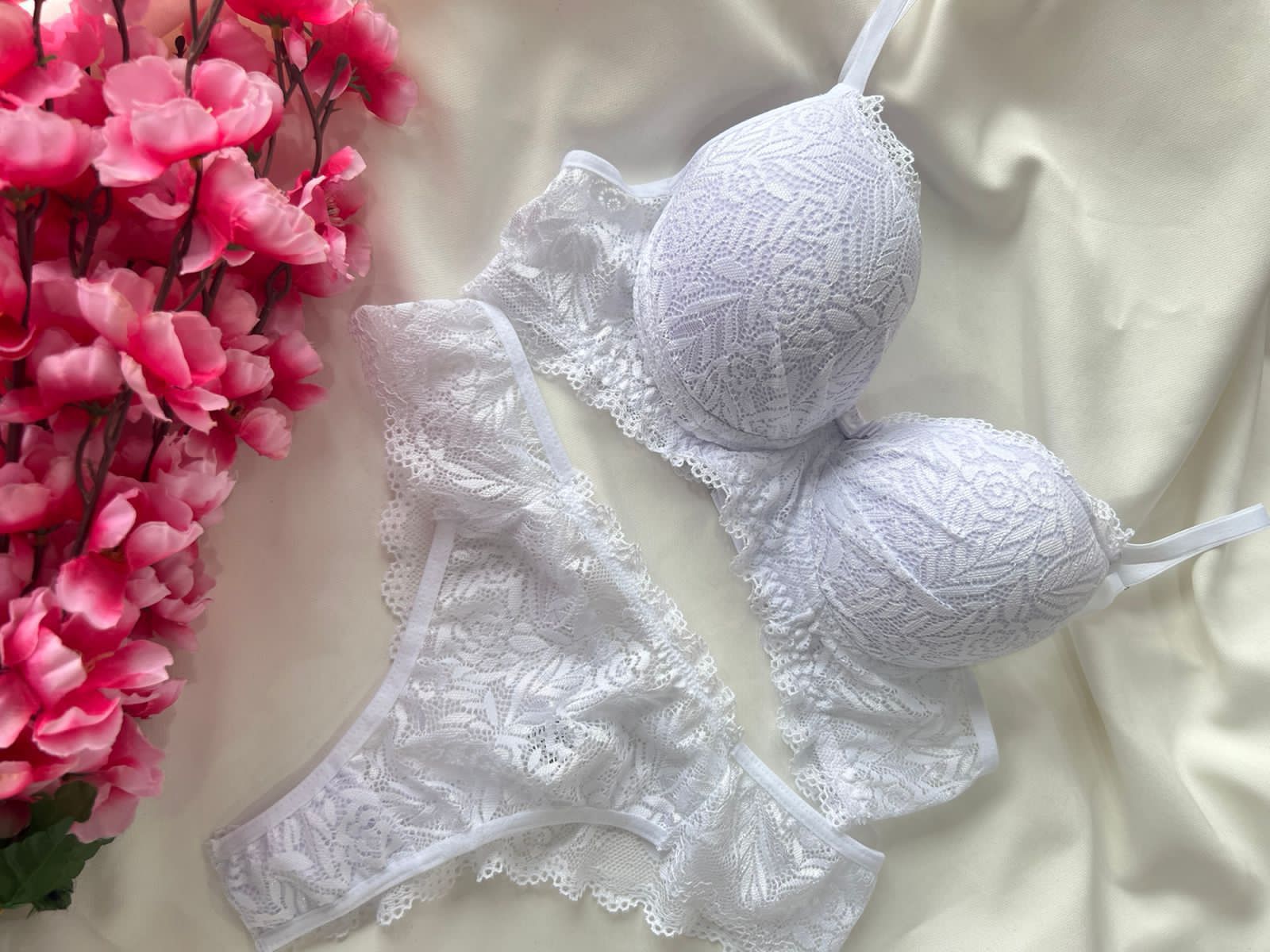 Conjunto P Milena branco de renda