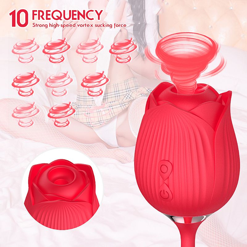 Vibrador de Ponto G e Clitoris com Vai e vem - Formato de Rosa - Hortensia