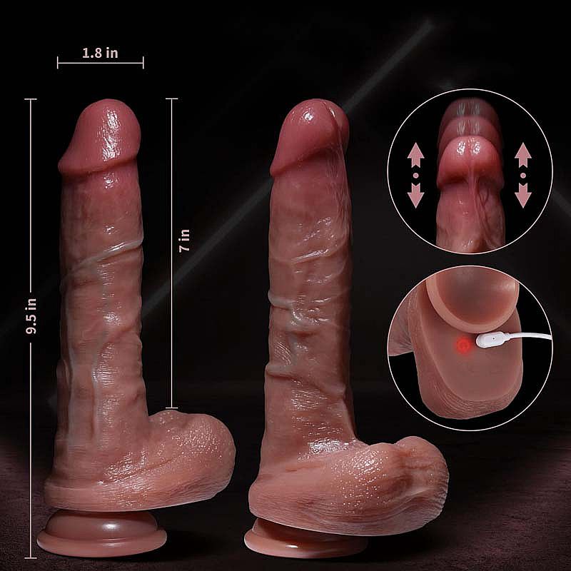 Penis Realistico em Silicone Liquido com Vai e Vem com Aquecimento - 21,5 x 4,0