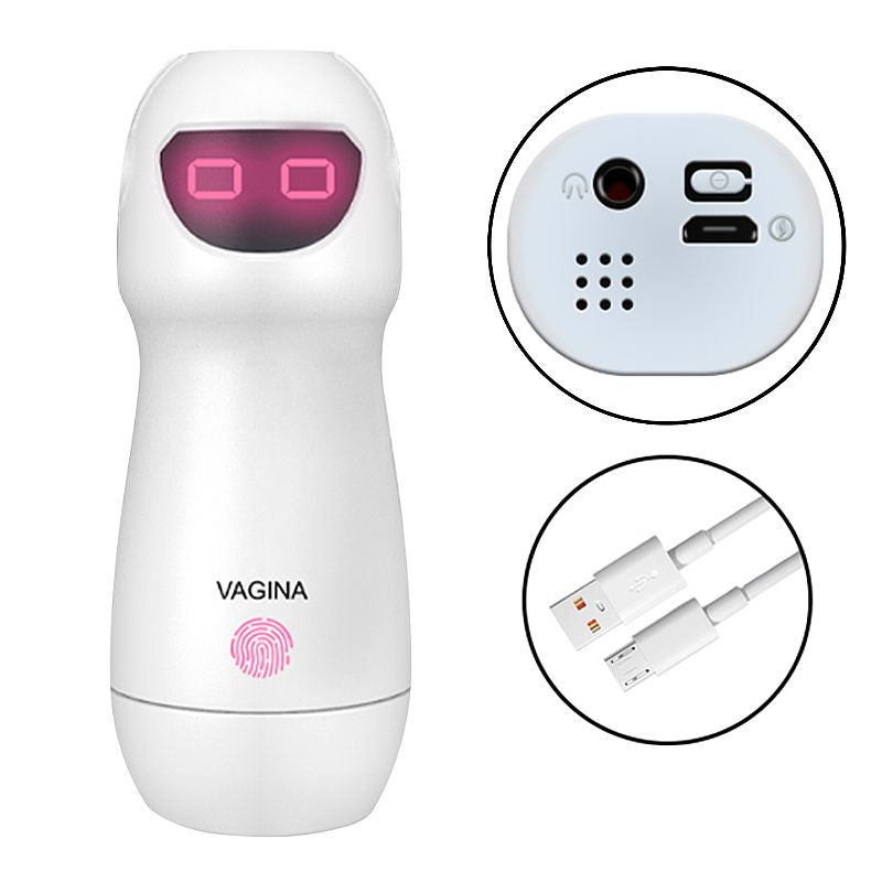 Masturbador Formato de Lanterna com Vagina / Vibracao e Voz - S Robot