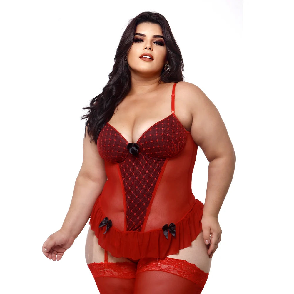 Espartilho Tam 52 Em Tule Com Babadinhos E Laco Plus Size Macler