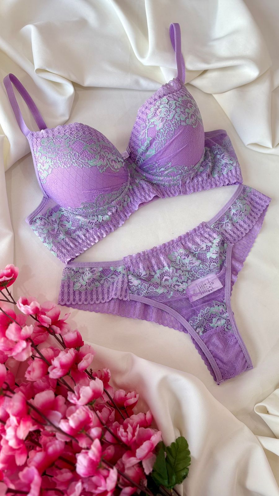 Conjunto M Milena lilas com verde