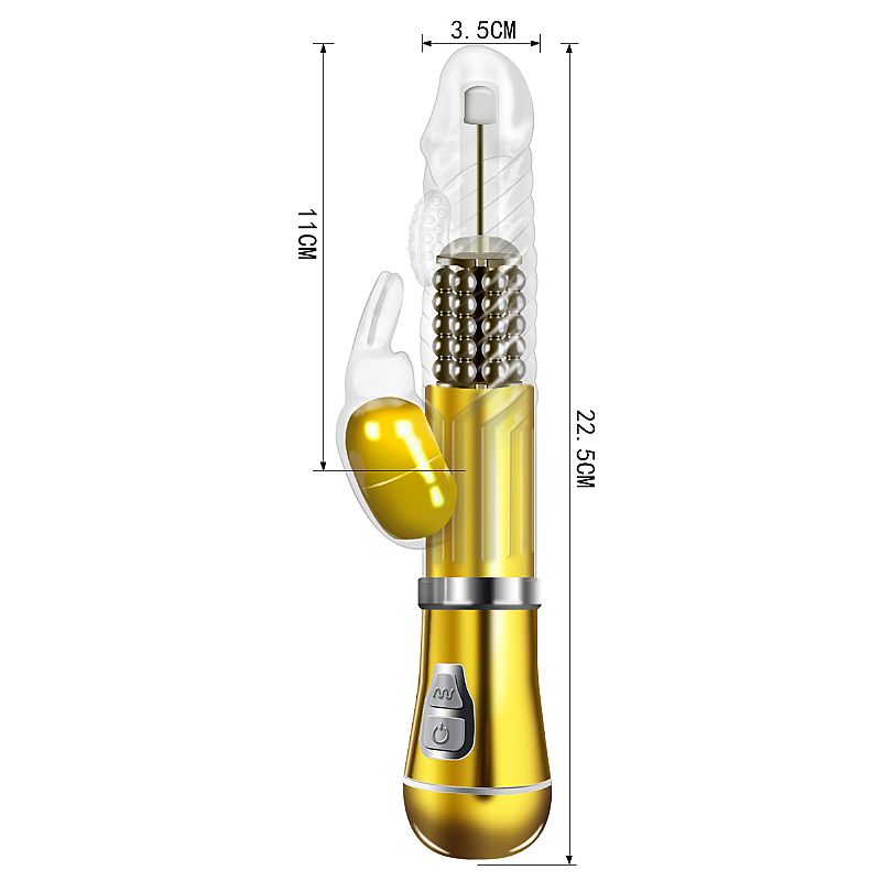 Vibrador Rotativo de Coelho - Cromado - Recarregável - Dourado - SI