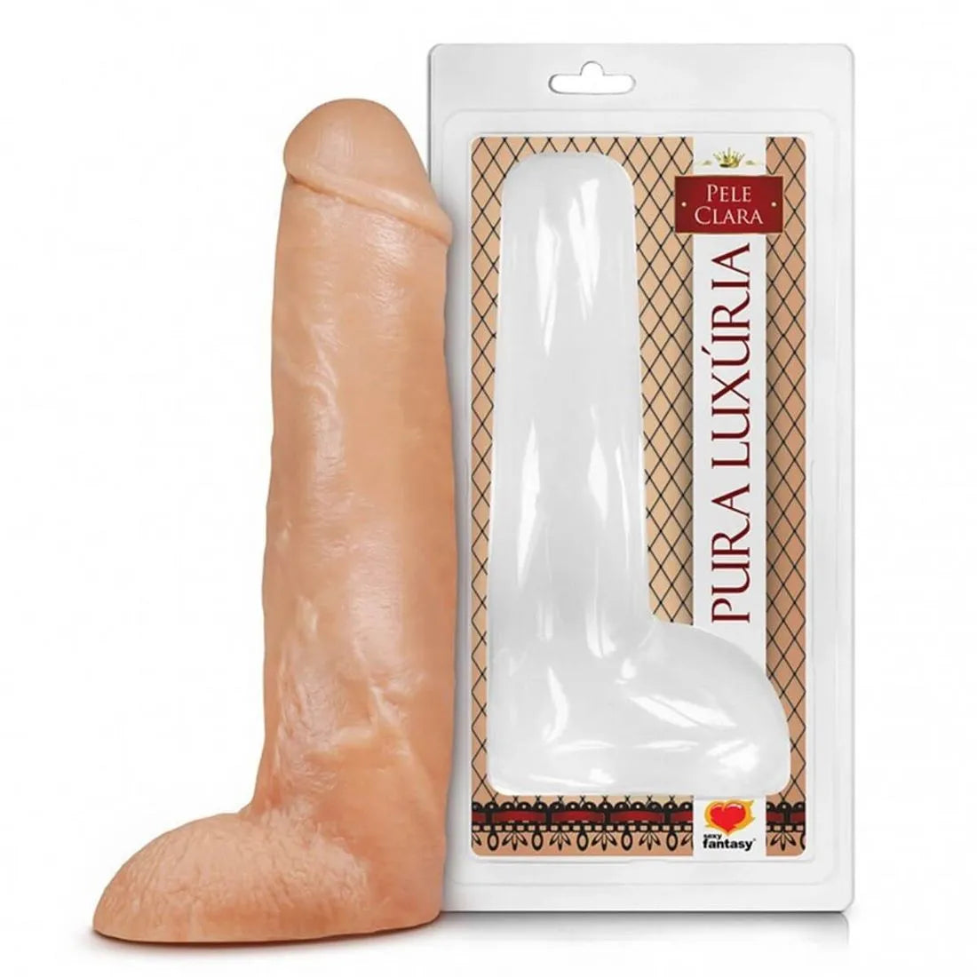 Prótese Pura Luxúria Maciço com Escroto 27 x 5,5 cm Sexy Fantasy