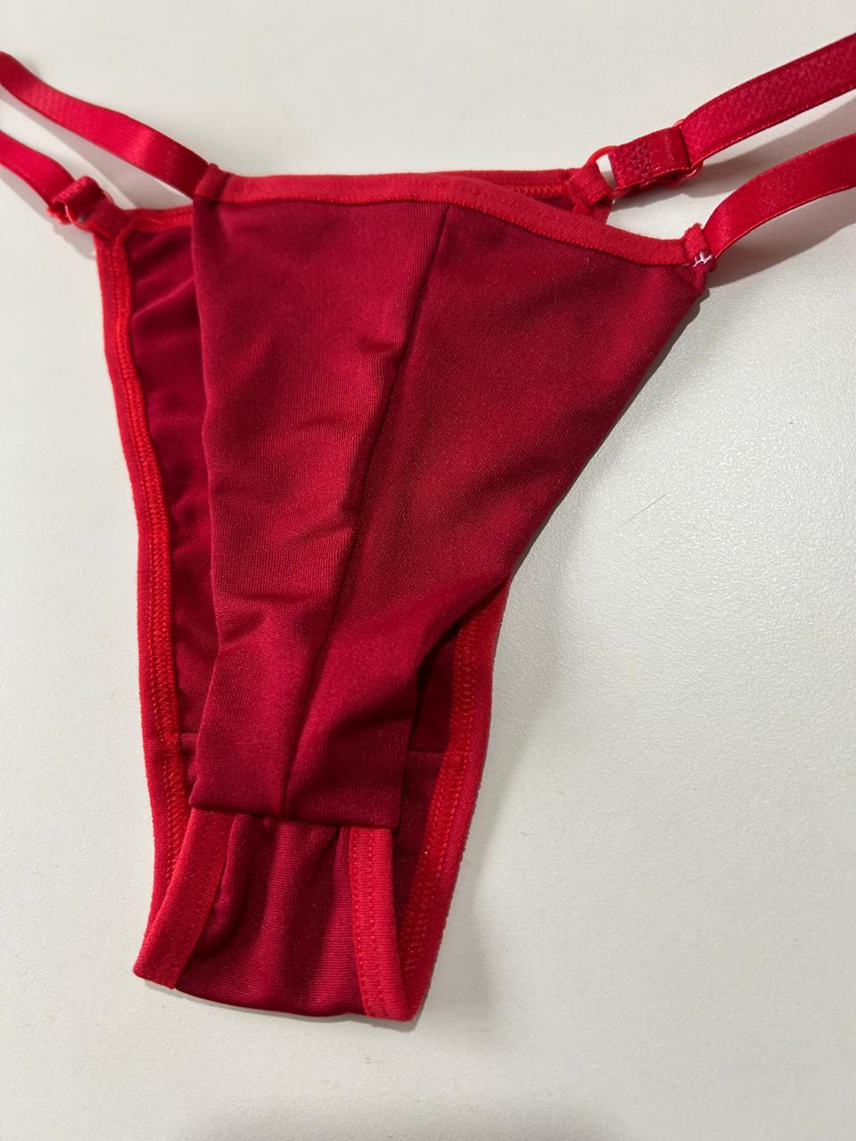 Calcinhas fio duplo com regulagem na lateral - Vermelho - C4850