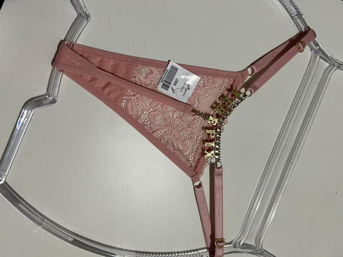 Calcinha fio dental com frase atras Rosa Claro Xerepix - 286