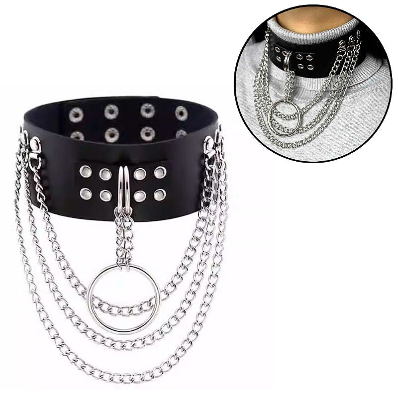 Coleira com Correntes - Choker Rebite