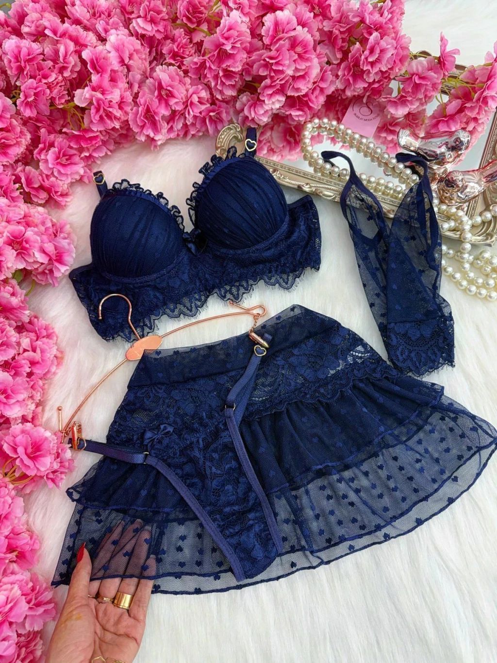 Conjunto Luxo Romance - Azul