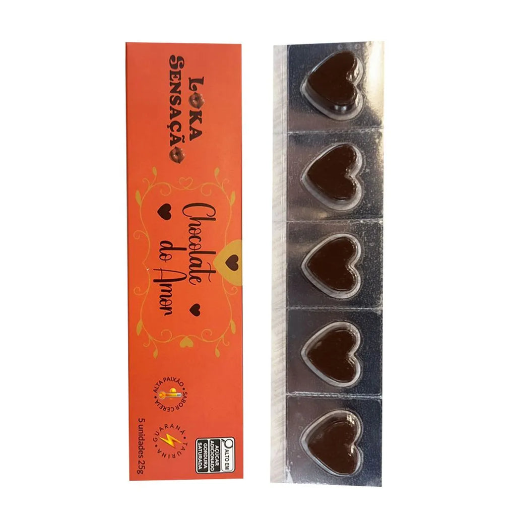 Chocolate do Amor Excitante para Adultos com Taurina 05 Unidades 25g