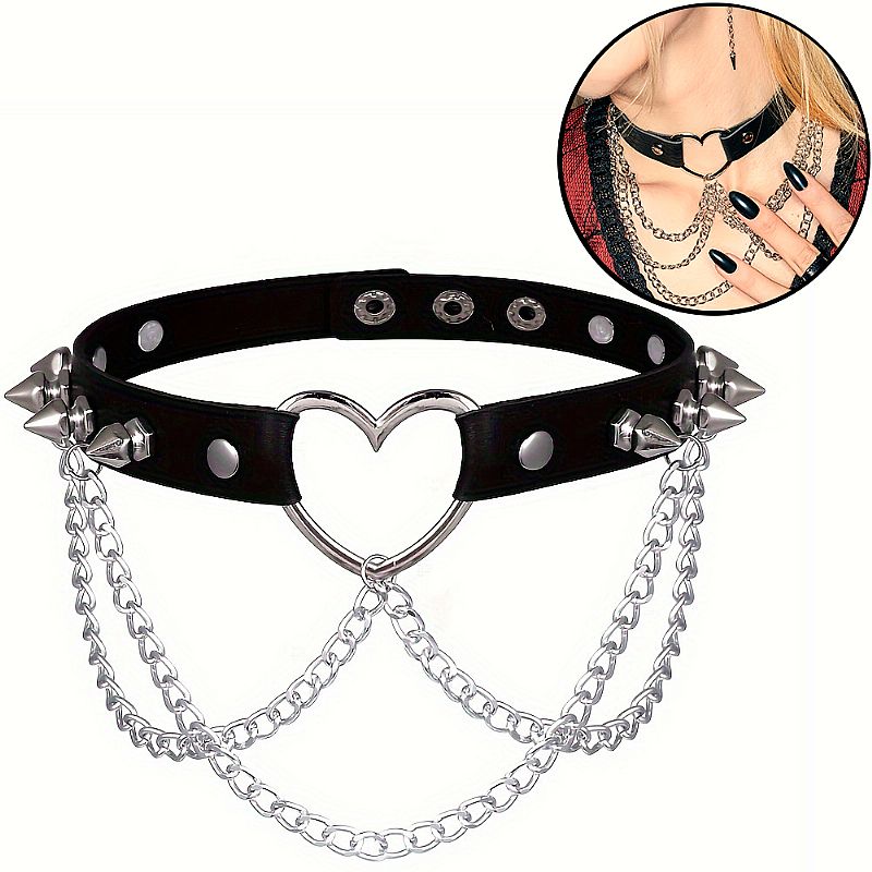 Coleira Choker com correntes e Spike