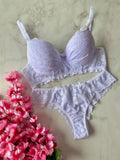 Conjunto Rendado com bojo- Branco -  Milena - G