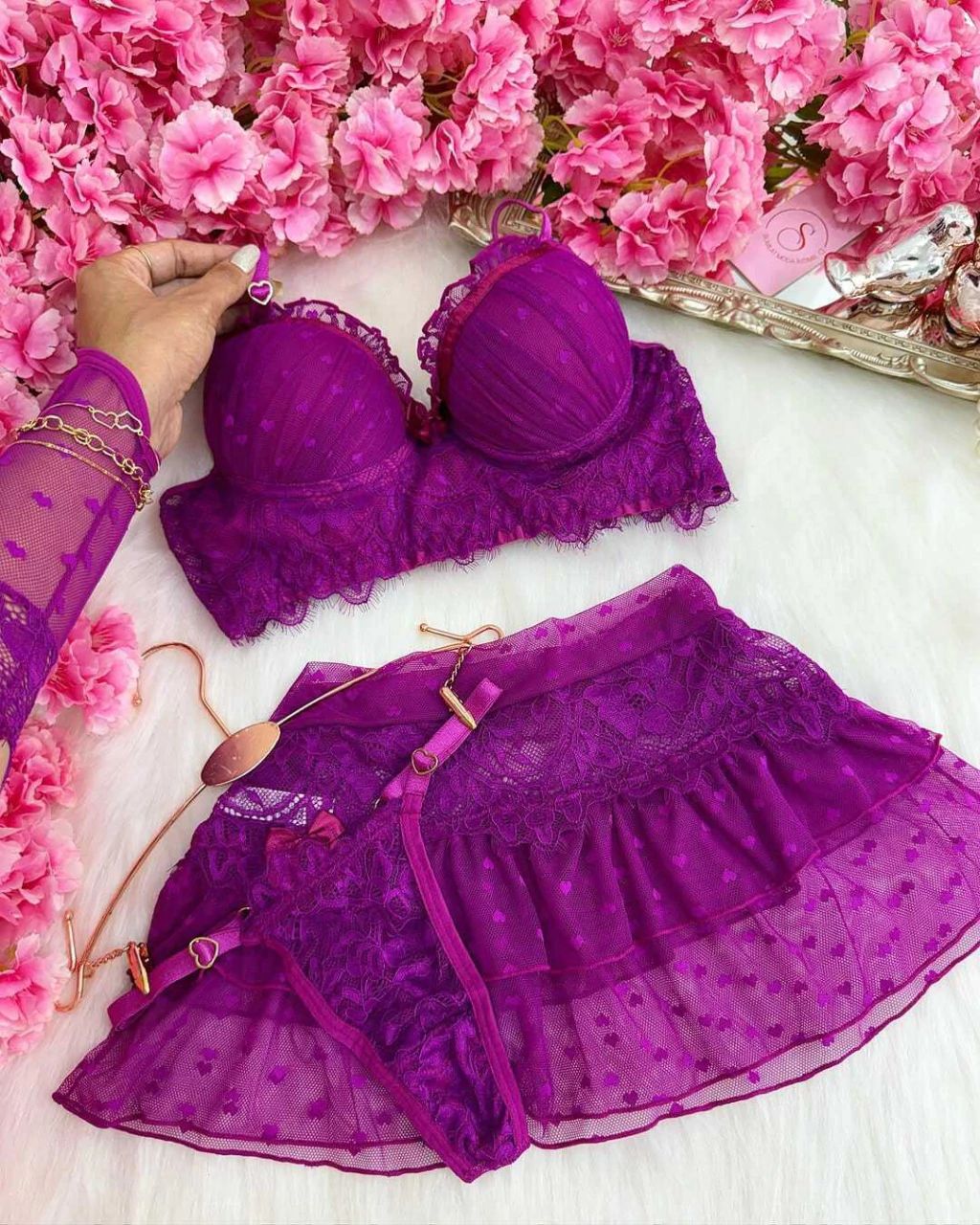 Conjunto Luxo Romance - Roxo