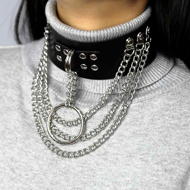 Coleira com Correntes - Choker Rebite