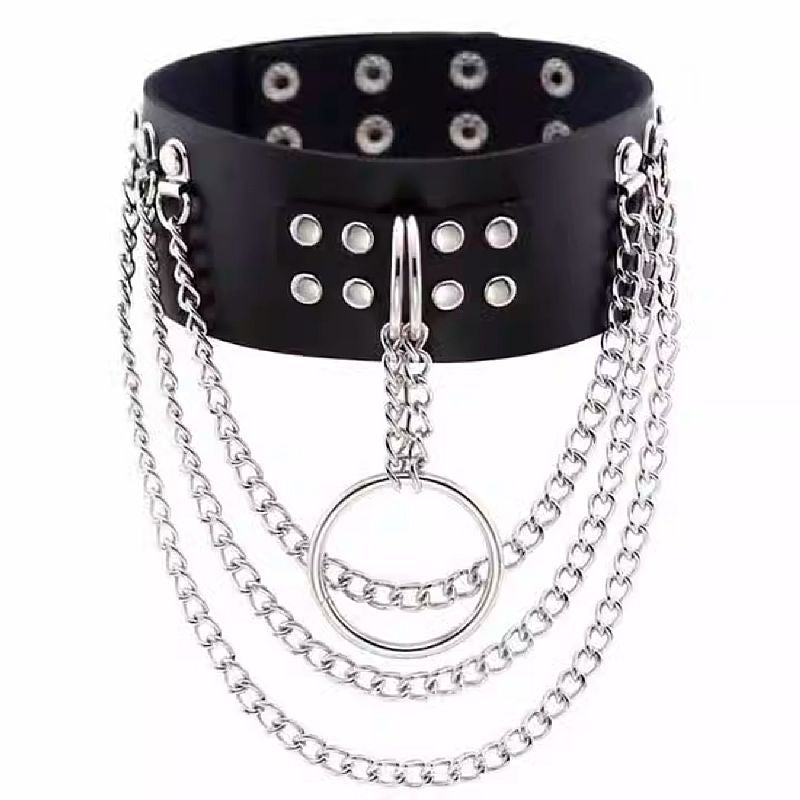 Coleira com Correntes - Choker Rebite