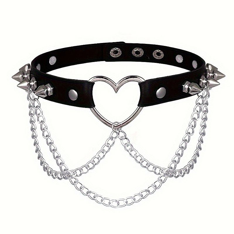 Coleira Choker com correntes e Spike