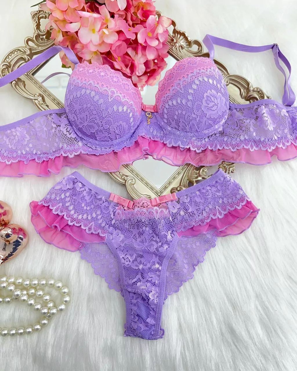 Conjunto Penelope - Lilas com rosa