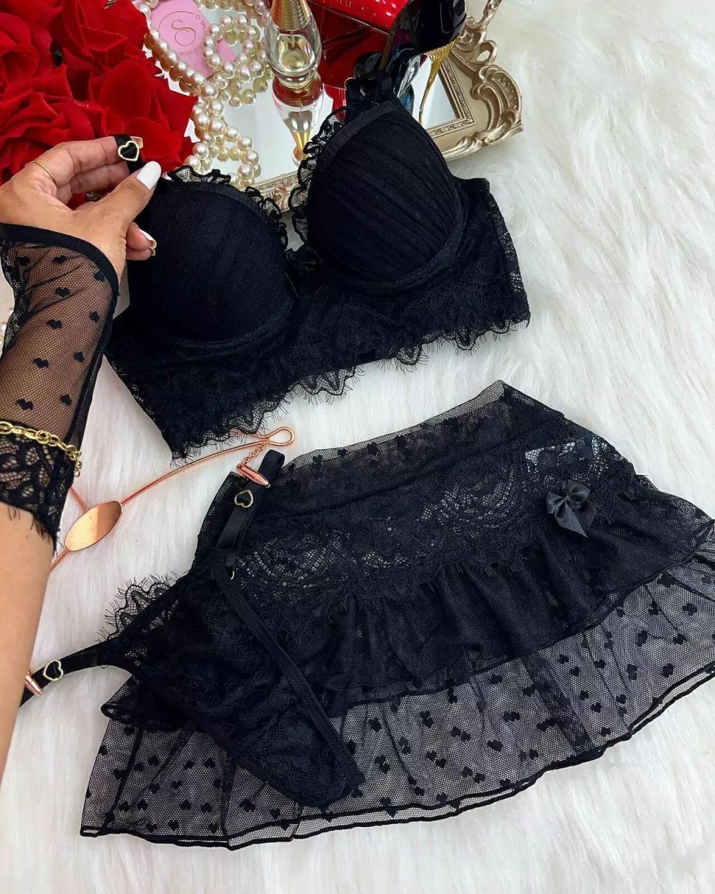 Conjunto Luxo Romance - Preto
