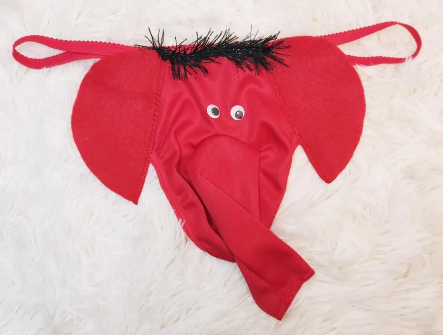 Cueca Elefante Vermelho Jockstrap com Tromba