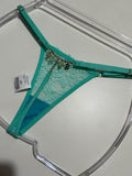 Calcinha fio dental com frase atras Verde Agua Love - 286