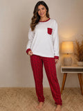 Pijama de frio estampado vermelho e branco
