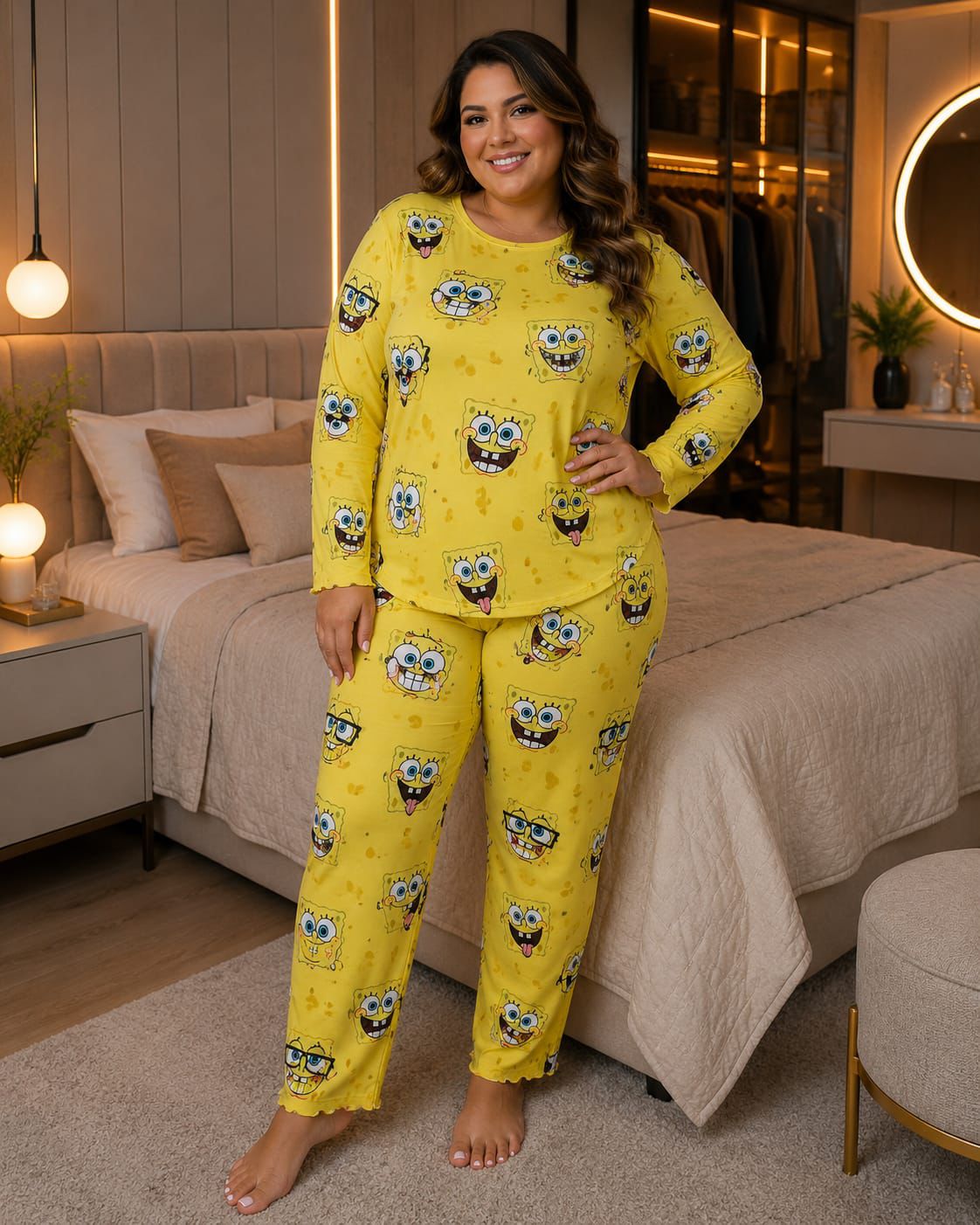 Pijama plus size Amarelo